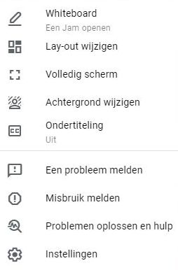 Google Meet Menu NL