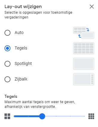 Google Meet layout wijzigen NL